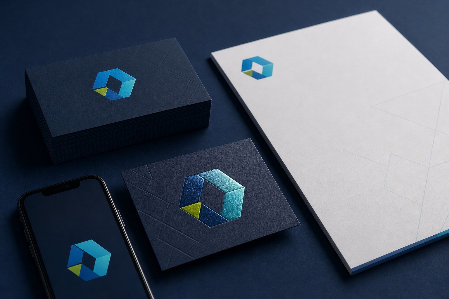 Concept showcase — brand identity kit with logo, business cards and stationery by RexTech Solution